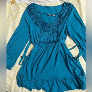 Apt. 9 Teal Crochet Accent Top